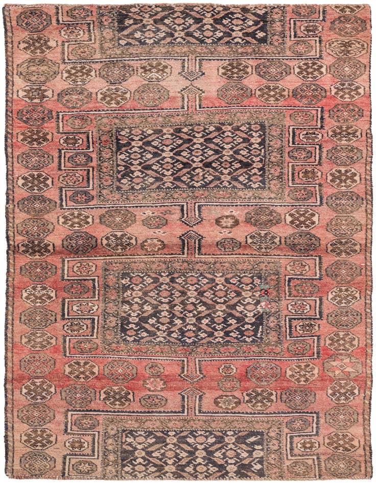 Detail image of 3' 8 x 7' 2 Hand Knotted Ultra Vintage Persian Wool Rug