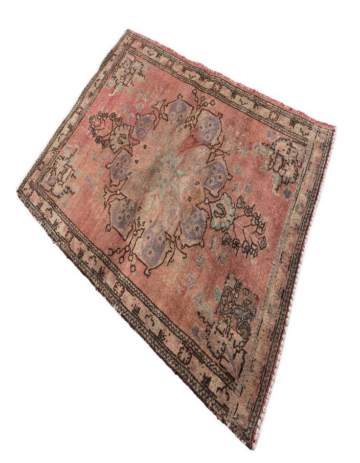 Detail image of 3' 5 x 5'  Hand Knotted Ultra Vintage Persian Wool Rug