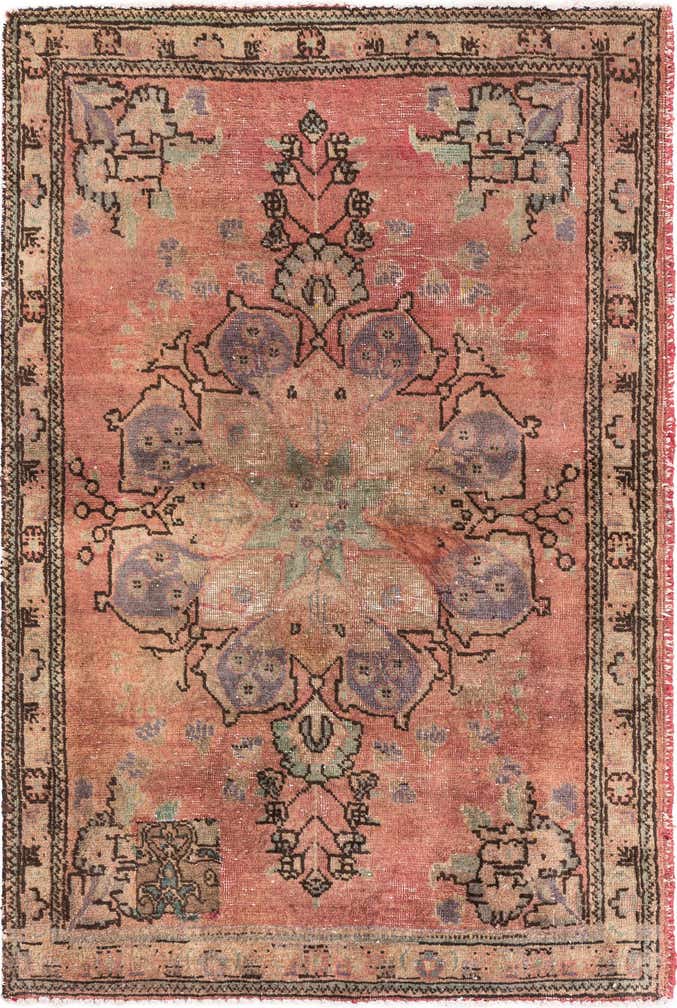 3' 5 x 5' Hand Knotted Ultra Vintage Persian Wool Rug