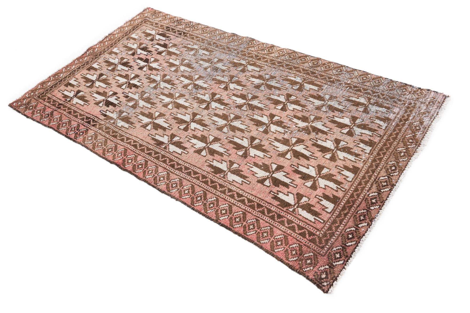 3' 5 x 6' 1 Hand Knotted Ultra Vintage Persian Wool Rug