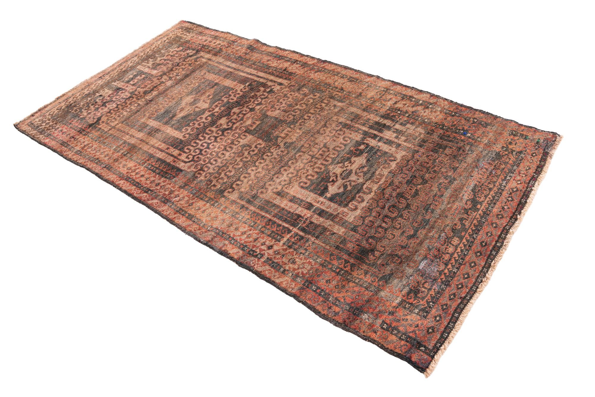 3' 9 x 7' Hand Knotted Ultra Vintage Persian Wool Rug