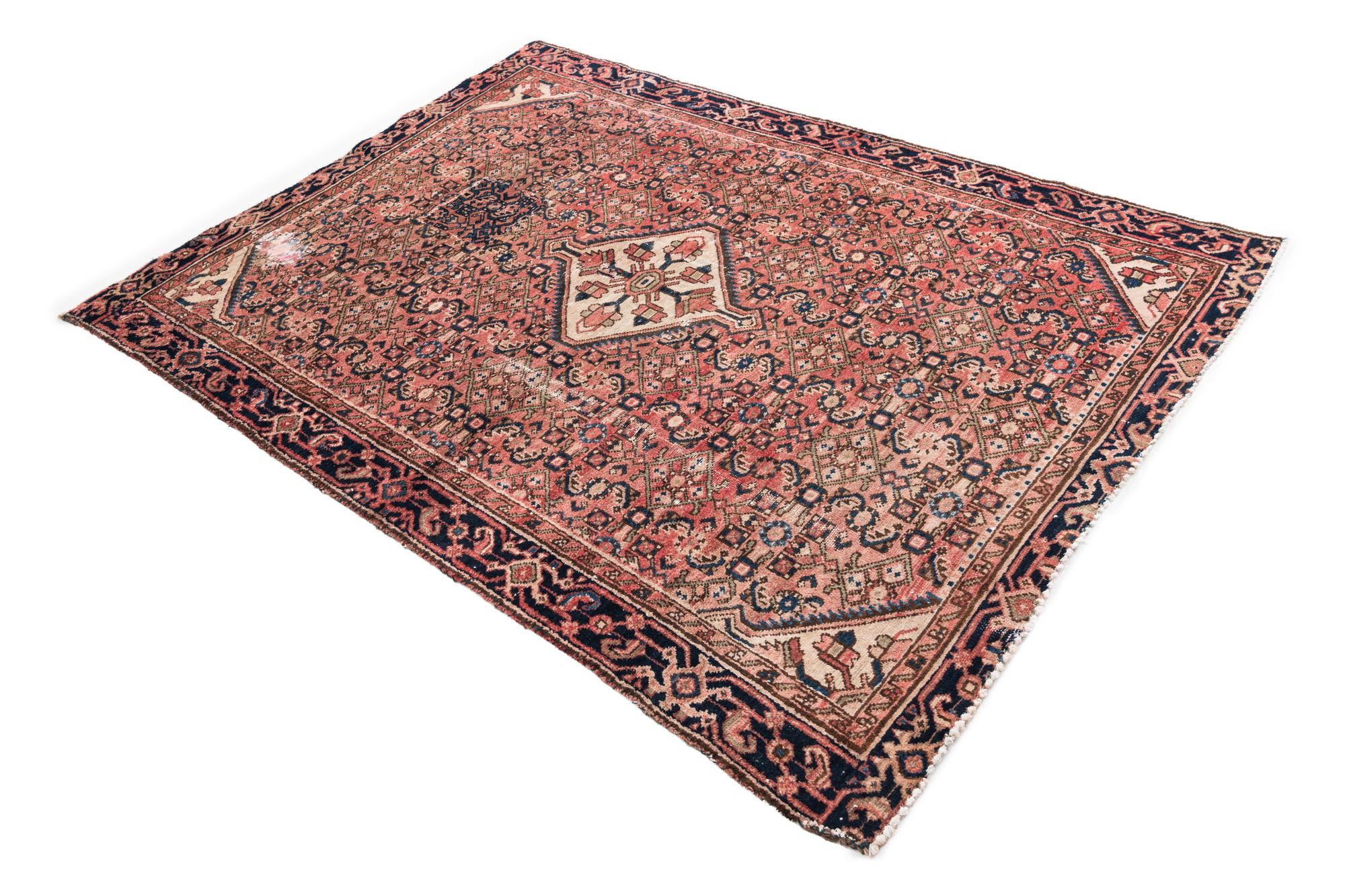 4' 7 x 6' 2 Hand Knotted Ultra Vintage Persian Wool Rug