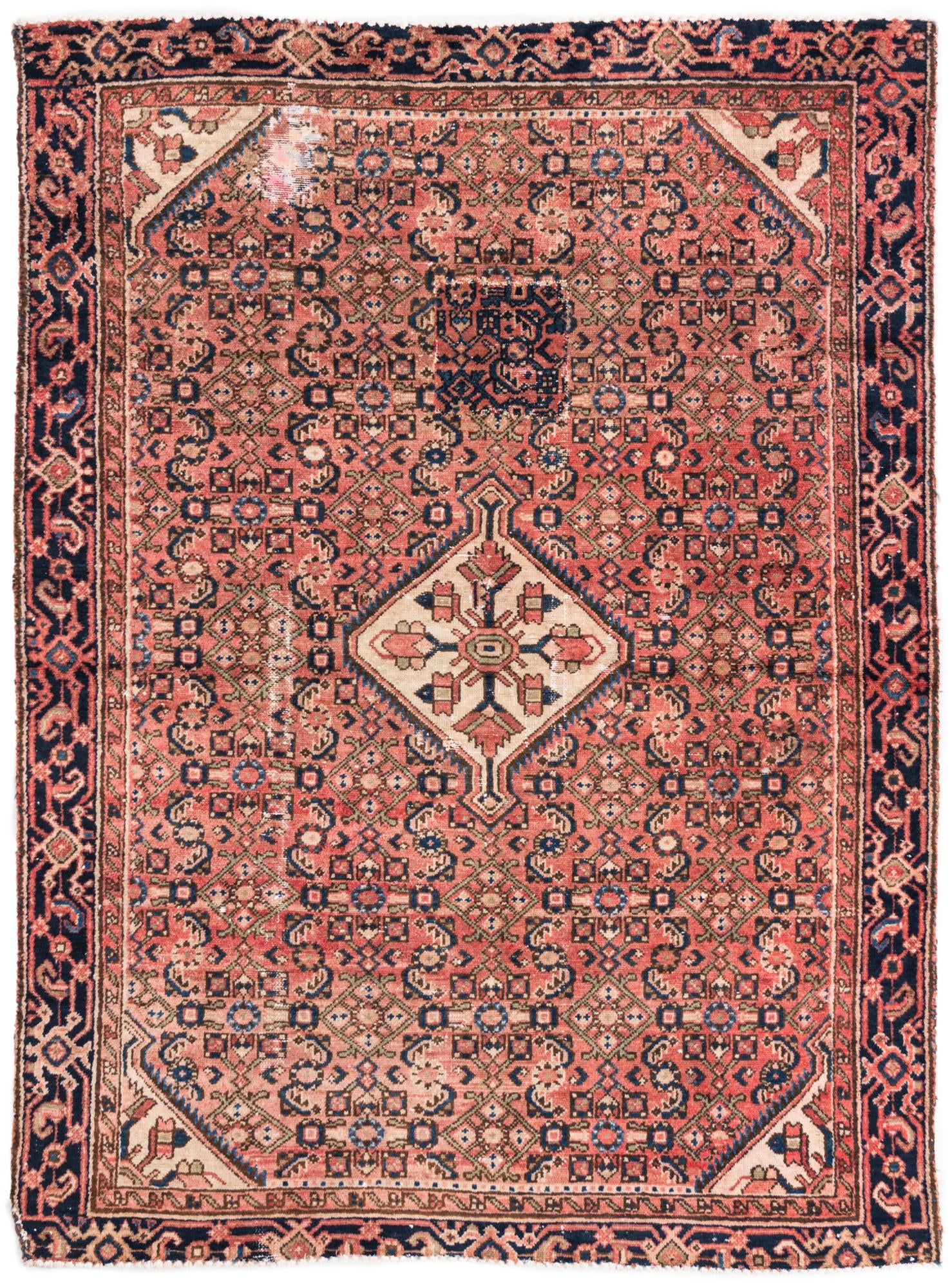 4' 7 x 6' 2 Hand Knotted Ultra Vintage Persian Wool Rug
