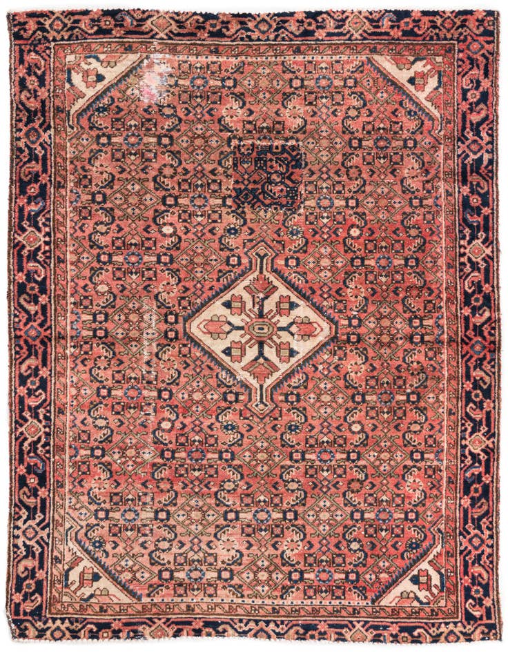 Detail image of 4' 7 x 6' 2 Hand Knotted Ultra Vintage Persian Wool Rug