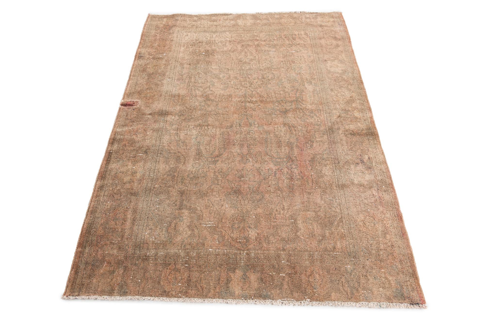 4' 2 x 6' 1 Hand Knotted Ultra Vintage Persian Wool Rug