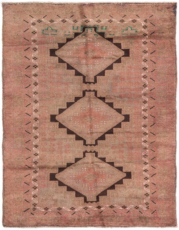 Detail image of 3' 5 x 6' 5 Hand Knotted Ultra Vintage Persian Wool Rug