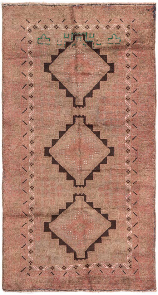 Detail image of 3' 5 x 6' 5 Hand Knotted Ultra Vintage Persian Wool Rug
