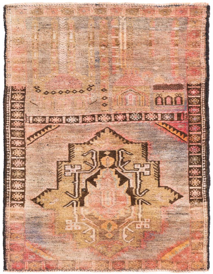 Detail image of 2' 8 x 4' 8 Hand Knotted Ultra Vintage Persian Wool Rug