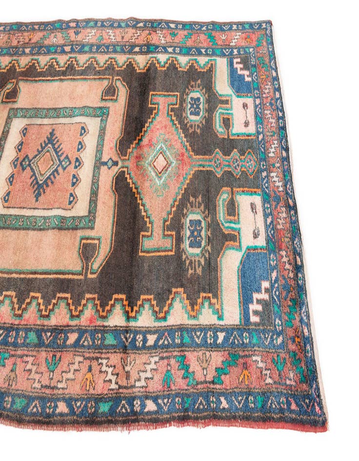 Detail image of 4' 8 x 8'  Hand Knotted Ultra Vintage Persian Wool Rug
