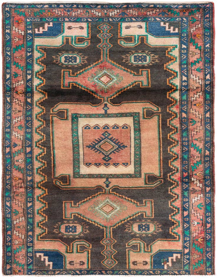 Detail image of 4' 8 x 8' Hand Knotted Ultra Vintage Persian Wool Rug