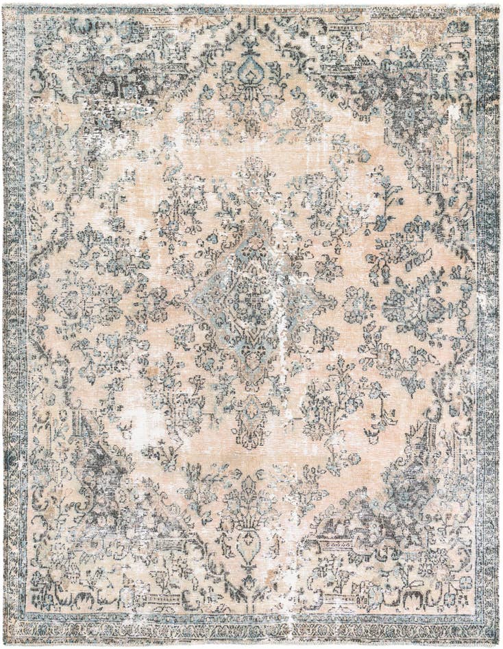 Detail image of 7' 1 x 9' 1 Hand Knotted Ultra Vintage Persian Wool Rug
