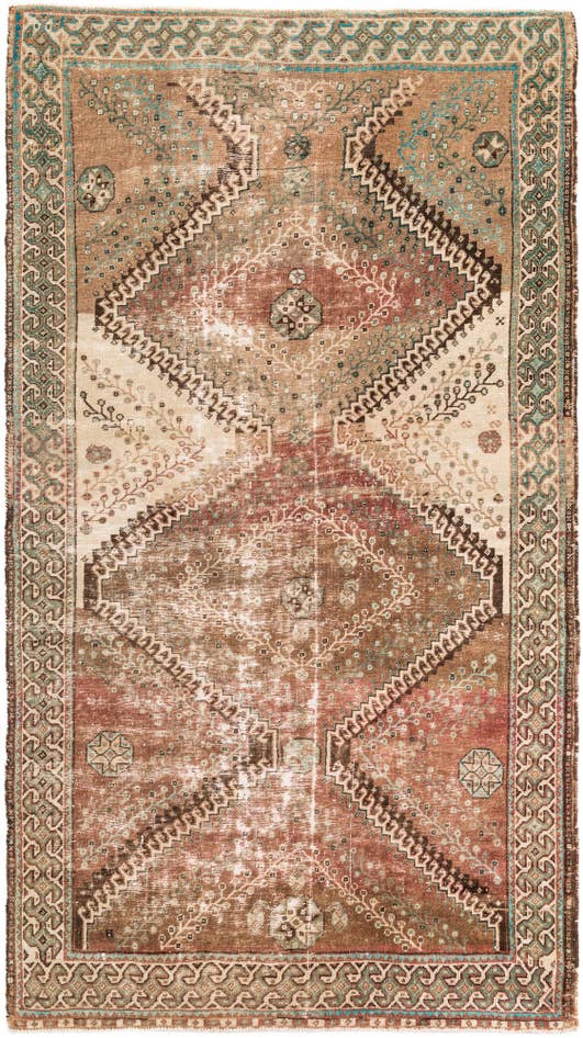 Detail image of 5' 3 x 9' 4 Hand Knotted Ultra Vintage Persian Wool Rug