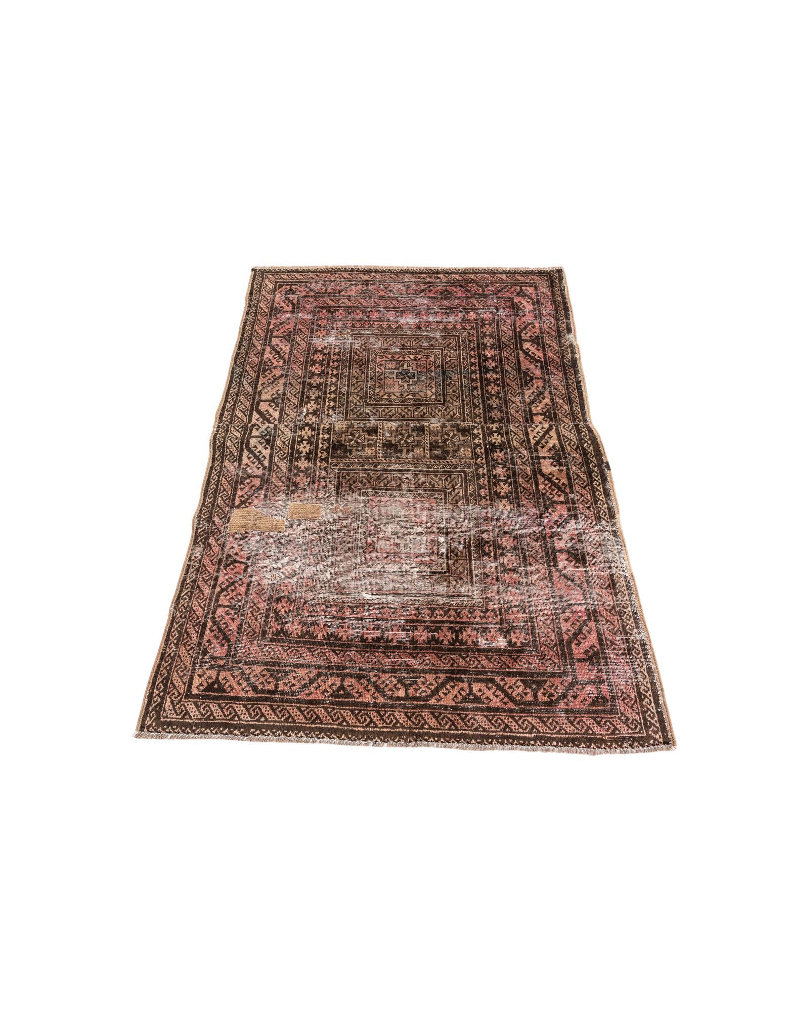 3' 9 x 5' 2 Hand Knotted Ultra Vintage Persian Wool Rug