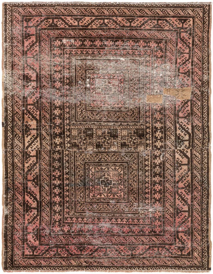 Detail image of 3' 9 x 5' 2 Hand Knotted Ultra Vintage Persian Wool Rug