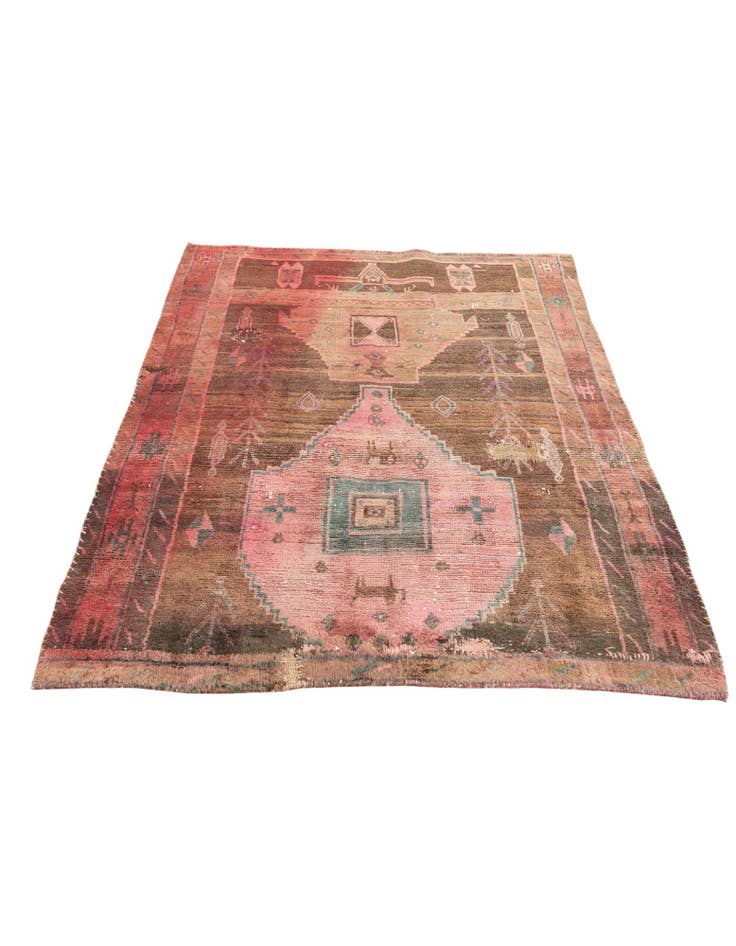 Detail image of 4' 2 x 5' 4 Hand Knotted Ultra Vintage Persian Wool Rug
