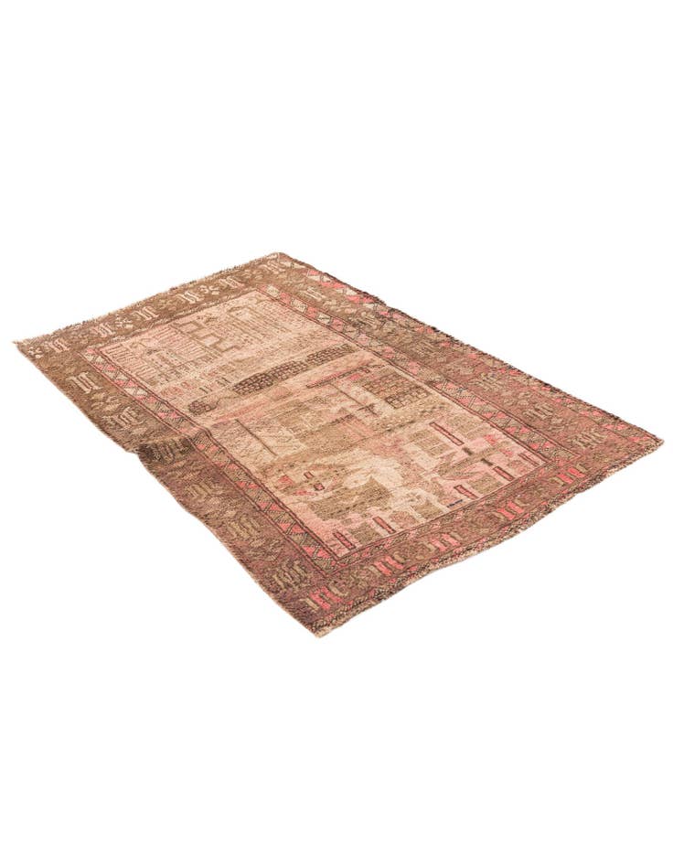 Detail image of 2' 8 x 4' 3 Hand Knotted Ultra Vintage Persian Wool Rug