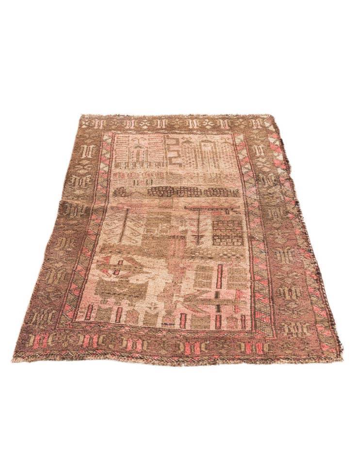 Detail image of 2' 8 x 4' 3 Hand Knotted Ultra Vintage Persian Wool Rug