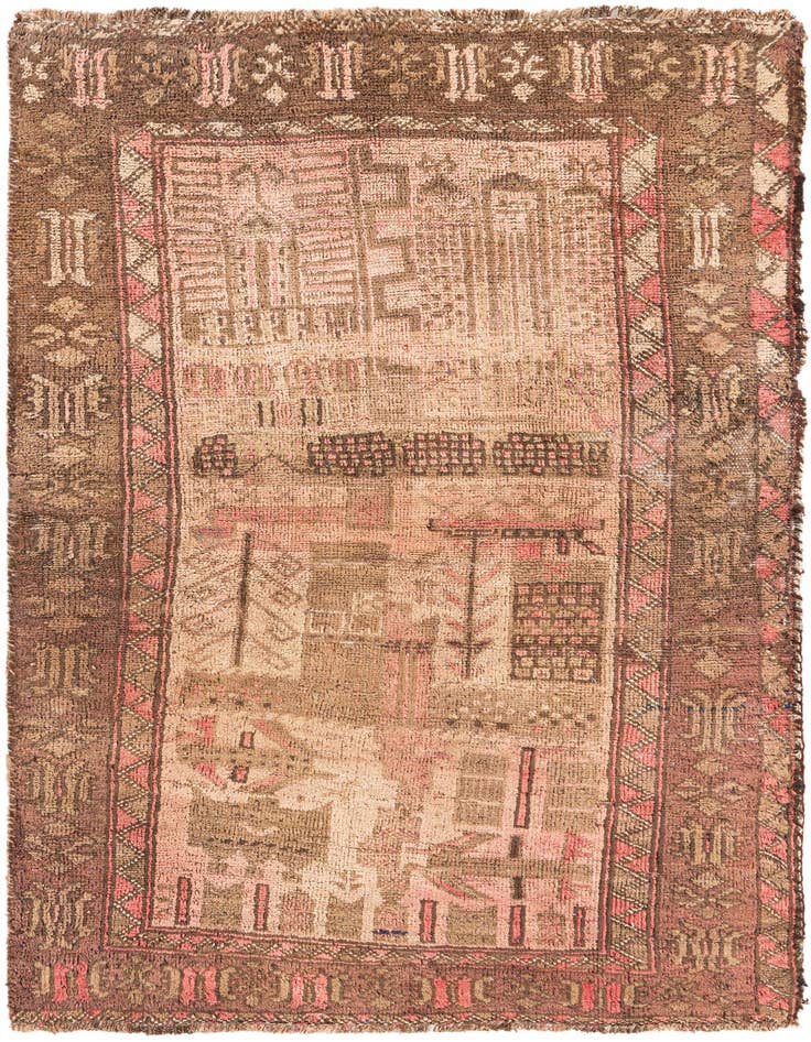 Detail image of 2' 8 x 4' 3 Hand Knotted Ultra Vintage Persian Wool Rug