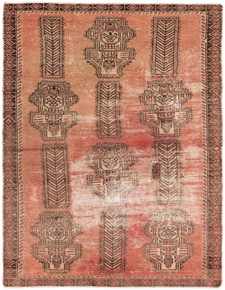 Detail image of 3' 5 x 6' 2 Hand Knotted Ultra Vintage Persian Wool Rug