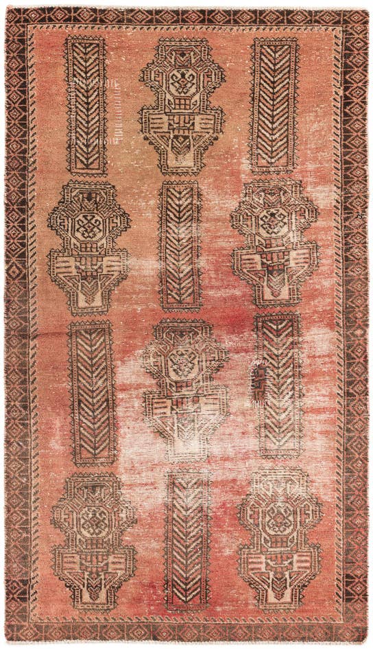 Detail image of 3' 5 x 6' 2 Hand Knotted Ultra Vintage Persian Wool Rug