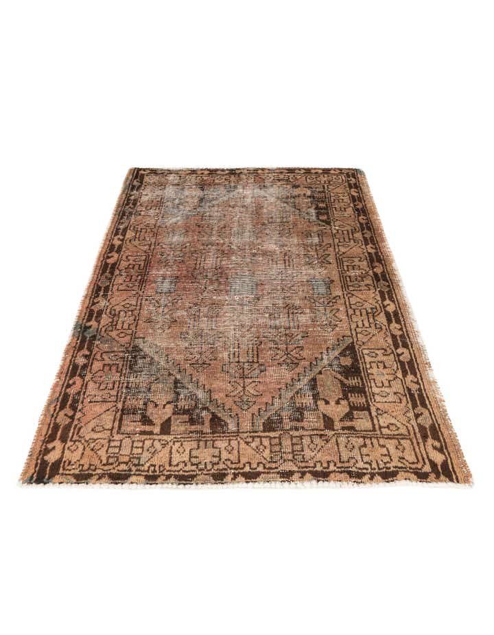 3' 4 x 4' 9 Hand Knotted Ultra Vintage Persian Wool Rug