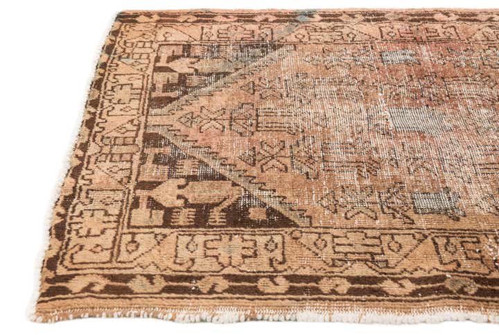 3' 4 x 4' 9 Hand Knotted Ultra Vintage Persian Wool Rug