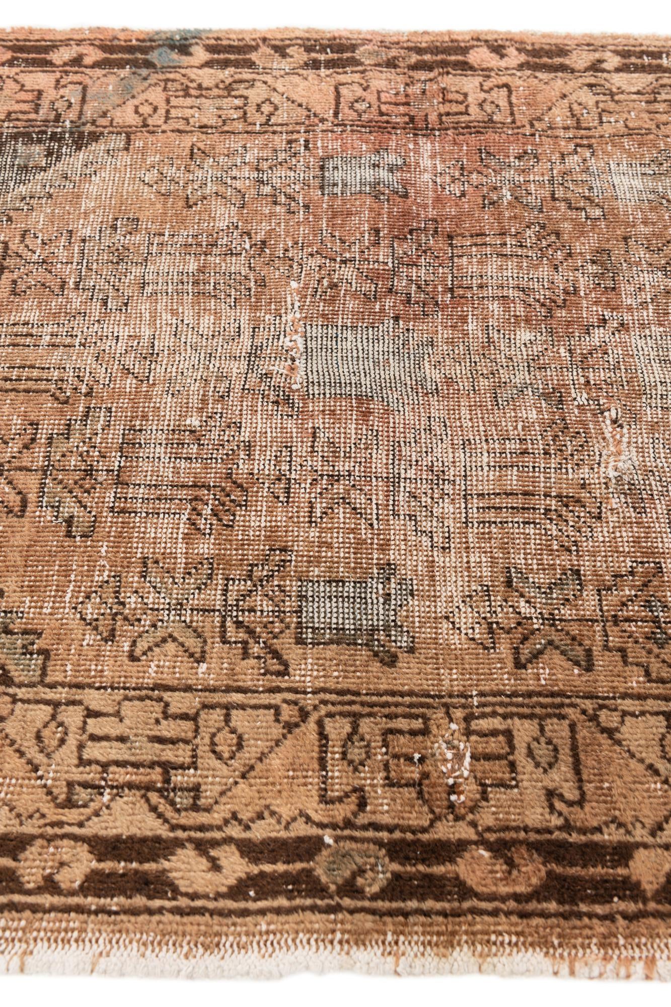 3' 4 x 4' 9 Hand Knotted Ultra Vintage Persian Wool Rug