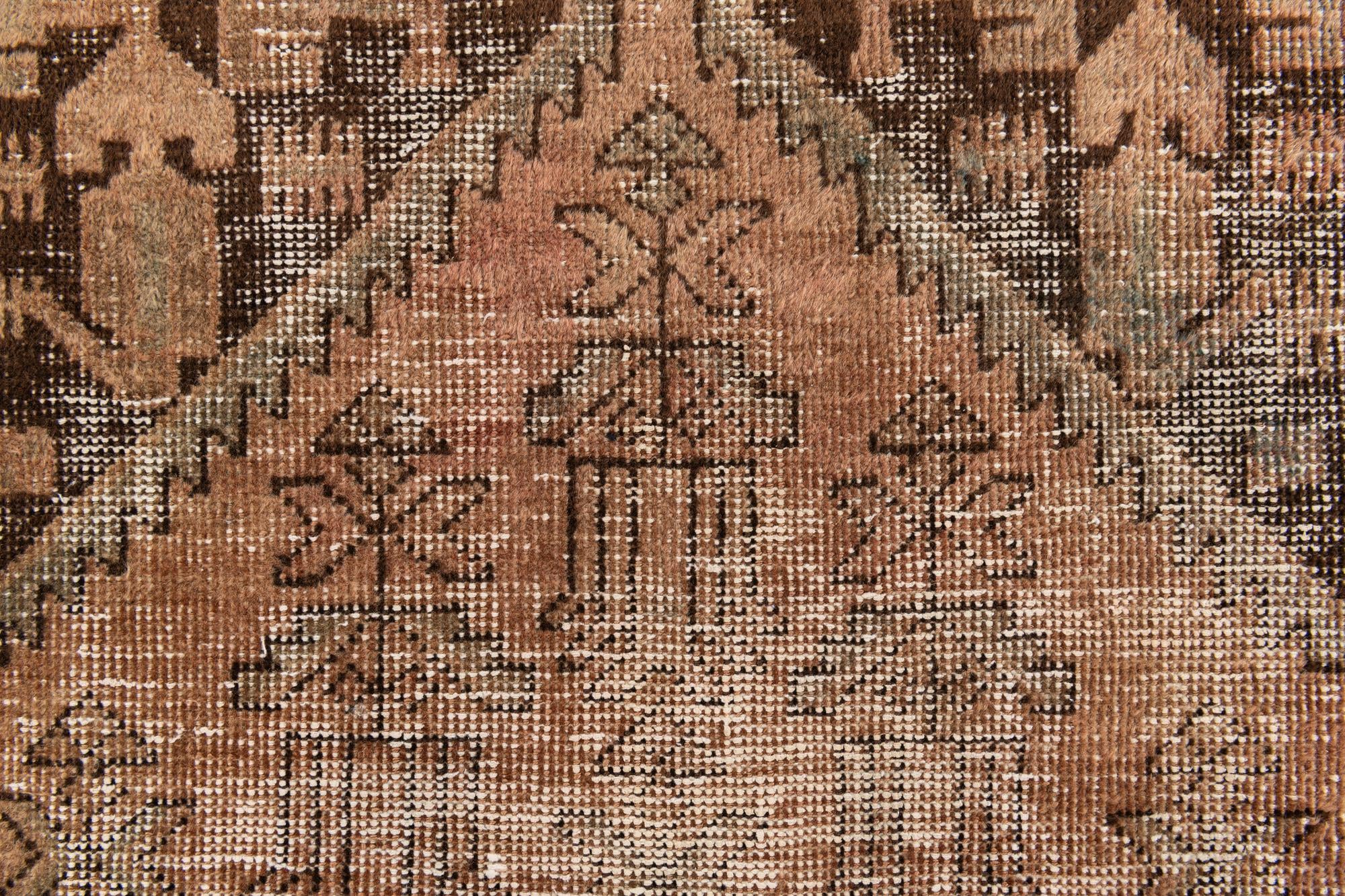 3' 4 x 4' 9 Hand Knotted Ultra Vintage Persian Wool Rug