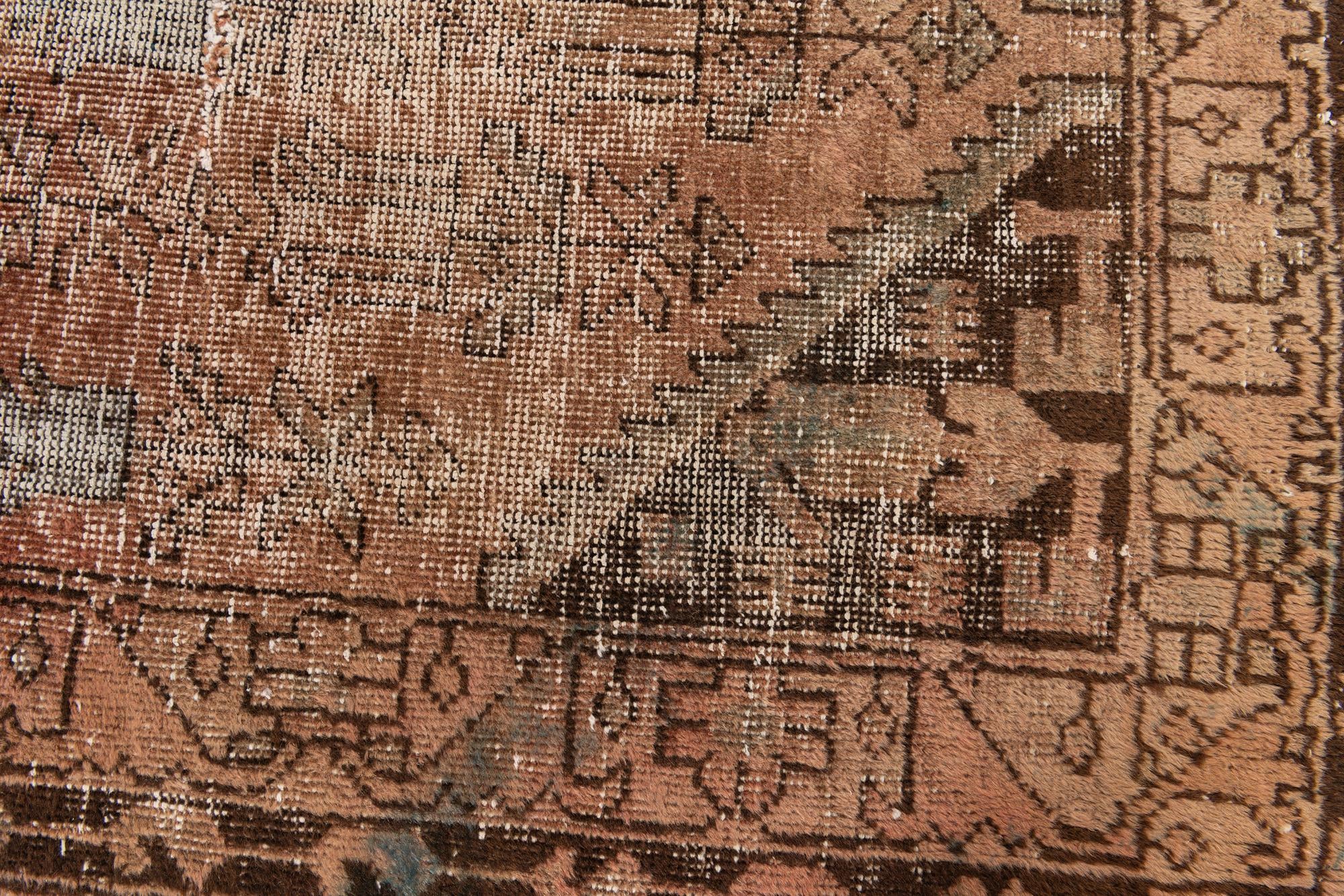 3' 4 x 4' 9 Hand Knotted Ultra Vintage Persian Wool Rug