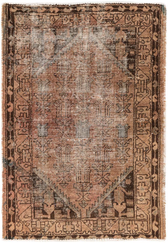 Detail image of 3' 4 x 4' 9 Hand Knotted Ultra Vintage Persian Wool Rug