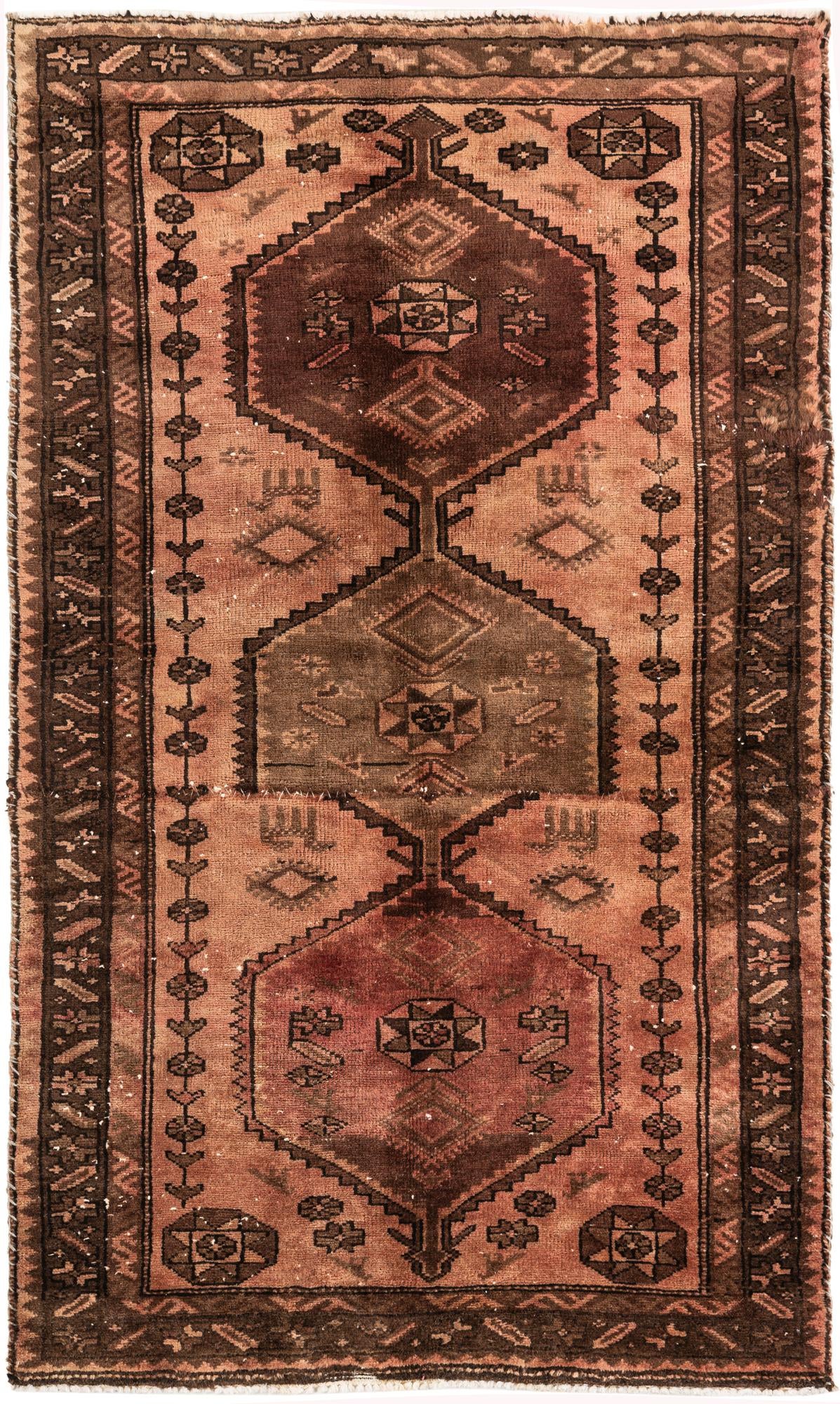 3' 5 x 5' 9 Hand Knotted Ultra Vintage Persian Wool Rug