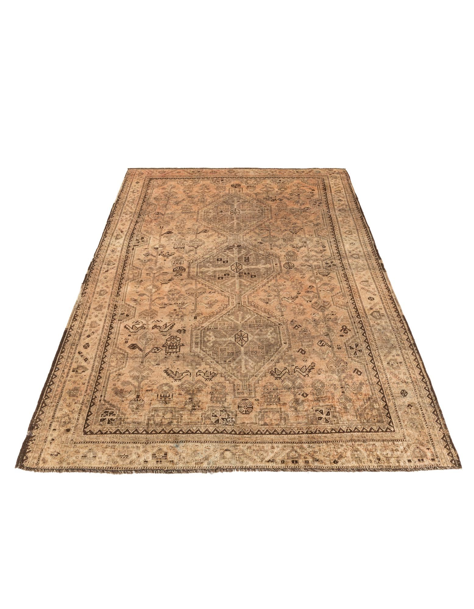 155cm x 190cm Hand Knotted Ultra Vintage Persian Wool Rug