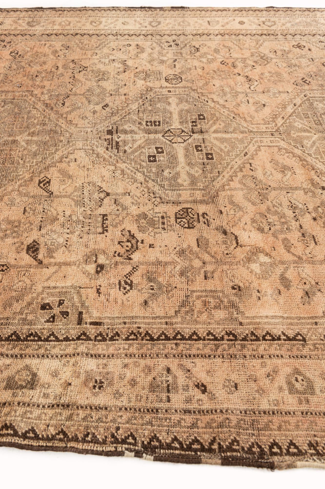 155cm x 190cm Hand Knotted Ultra Vintage Persian Wool Rug