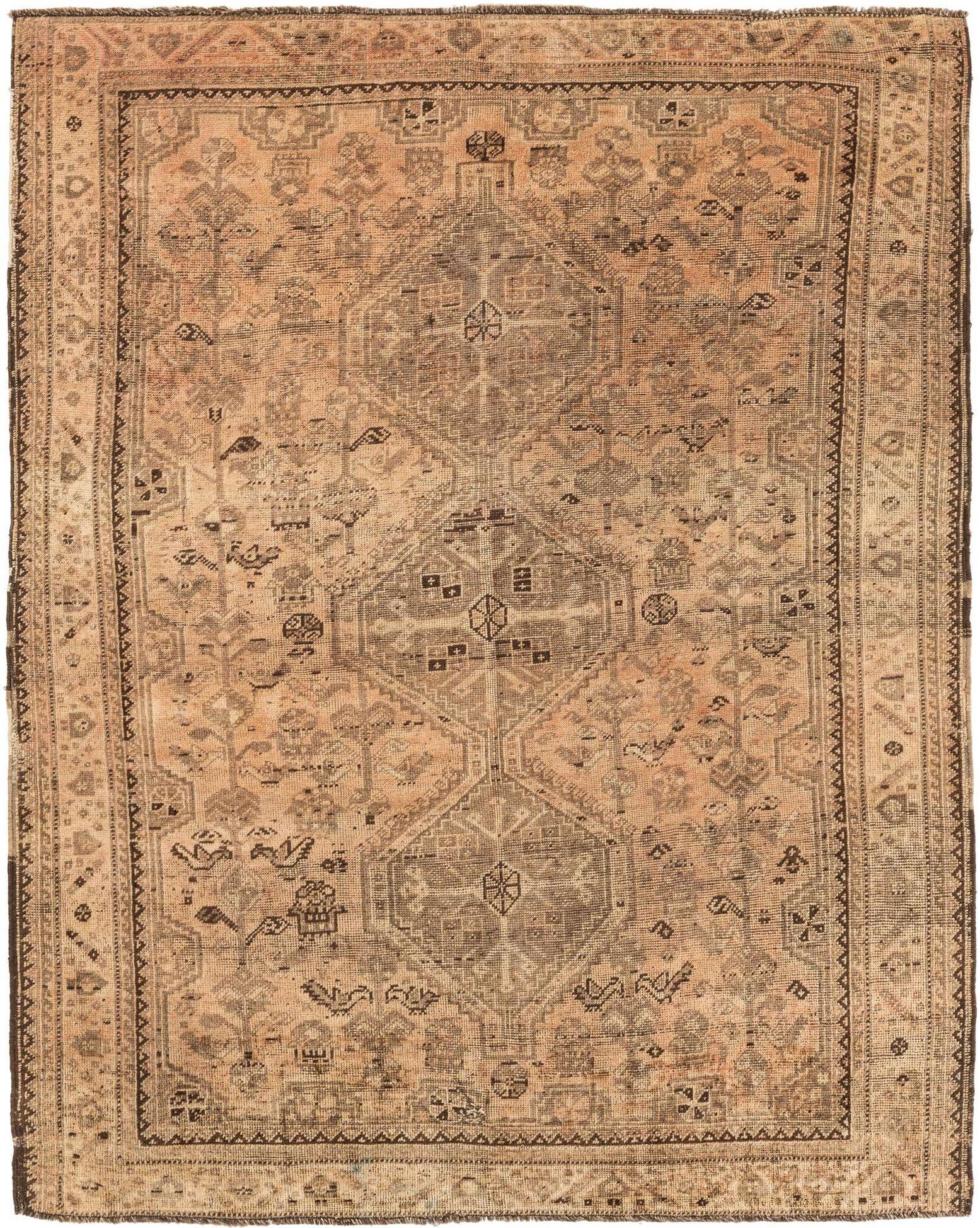 155cm x 190cm Hand Knotted Ultra Vintage Persian Wool Rug