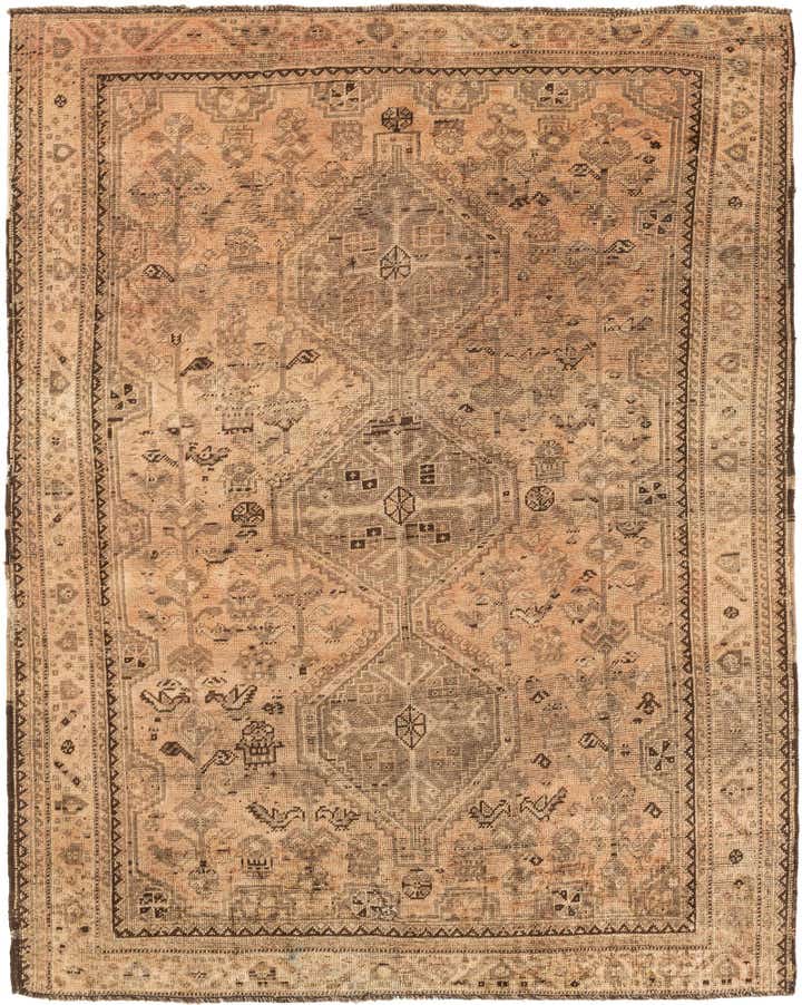 155cm x 190cm Hand Knotted Ultra Vintage Persian Wool Rug