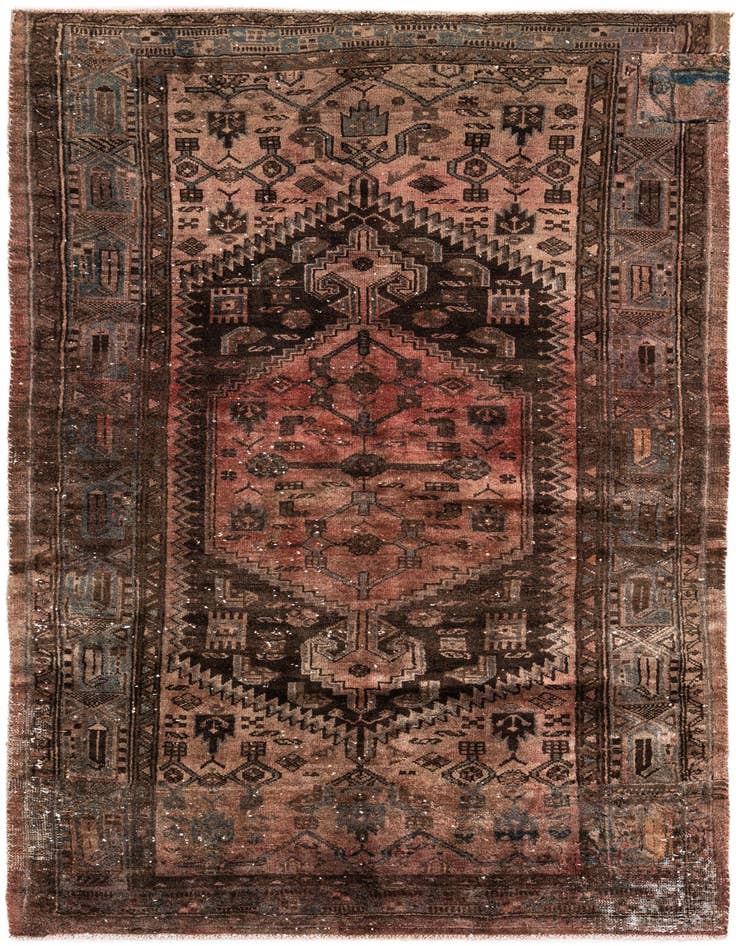 Detail image of 4' 1 x 6' 10 Hand Knotted Ultra Vintage Persian Wool Rug