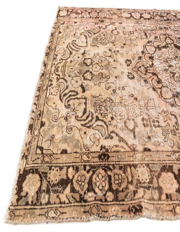 Detail image of 4' 9 x 7'  Hand Knotted Ultra Vintage Persian Wool Rug