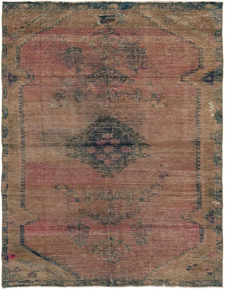 Detail image of 4' 6 x 8' Hand Knotted Ultra Vintage Persian Wool Rug