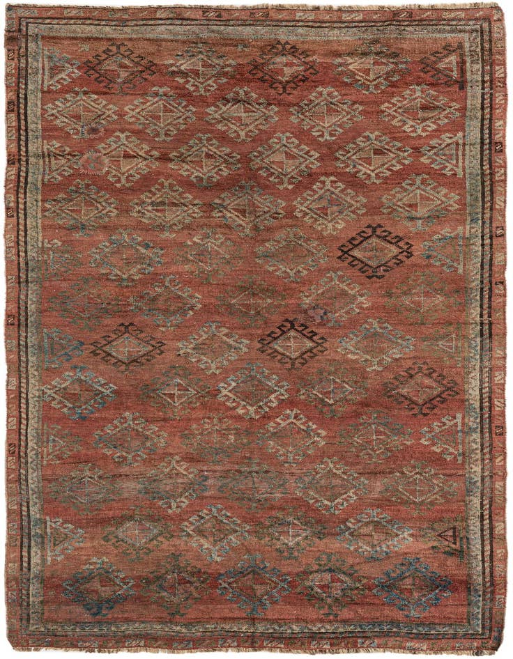 Detail image of 4' 6 x 8' Hand Knotted Ultra Vintage Persian Wool Rug
