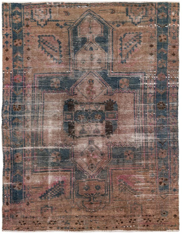 Detail image of 5' x 7' 4 Hand Knotted Ultra Vintage Persian Wool Rug