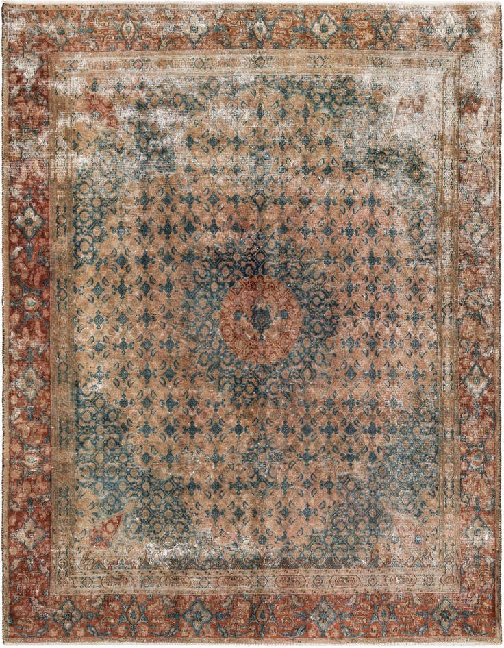 Detail image of 6' 5 x 8' 10 Hand Knotted Ultra Vintage Persian Wool Rug