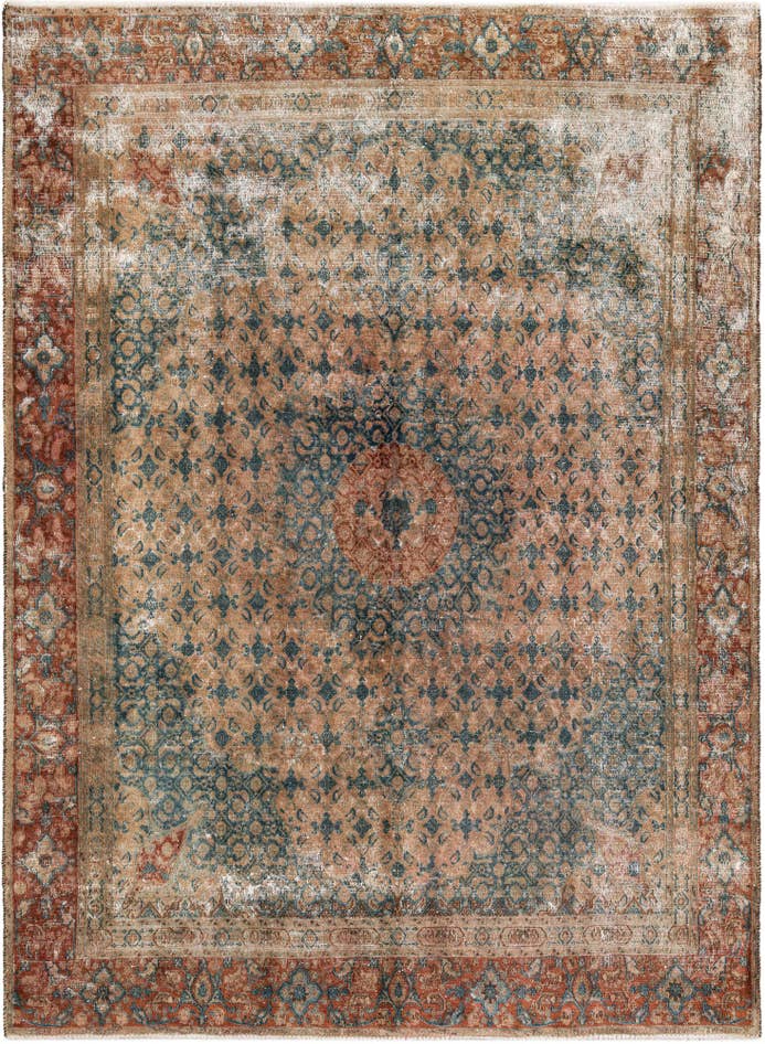 Detail image of 6' 5 x 8' 10 Hand Knotted Ultra Vintage Persian Wool Rug