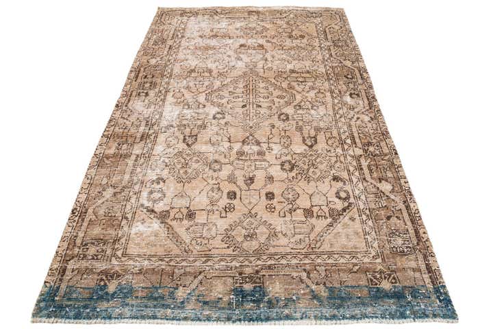 4' 3 x 7' Hand Knotted Ultra Vintage Persian Wool Rug