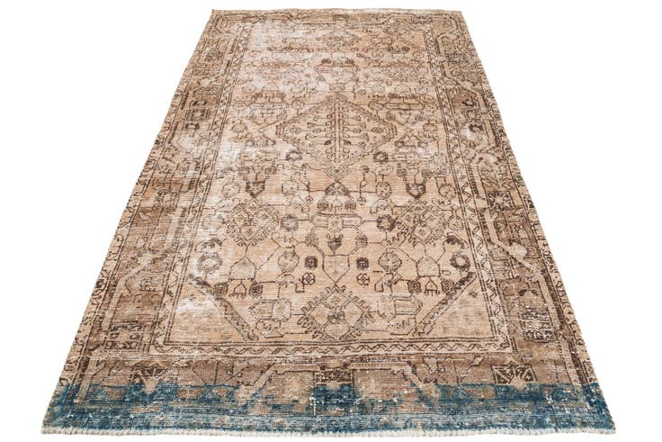 Detail image of 4' 3 x 7' Hand Knotted Ultra Vintage Persian Wool Rug