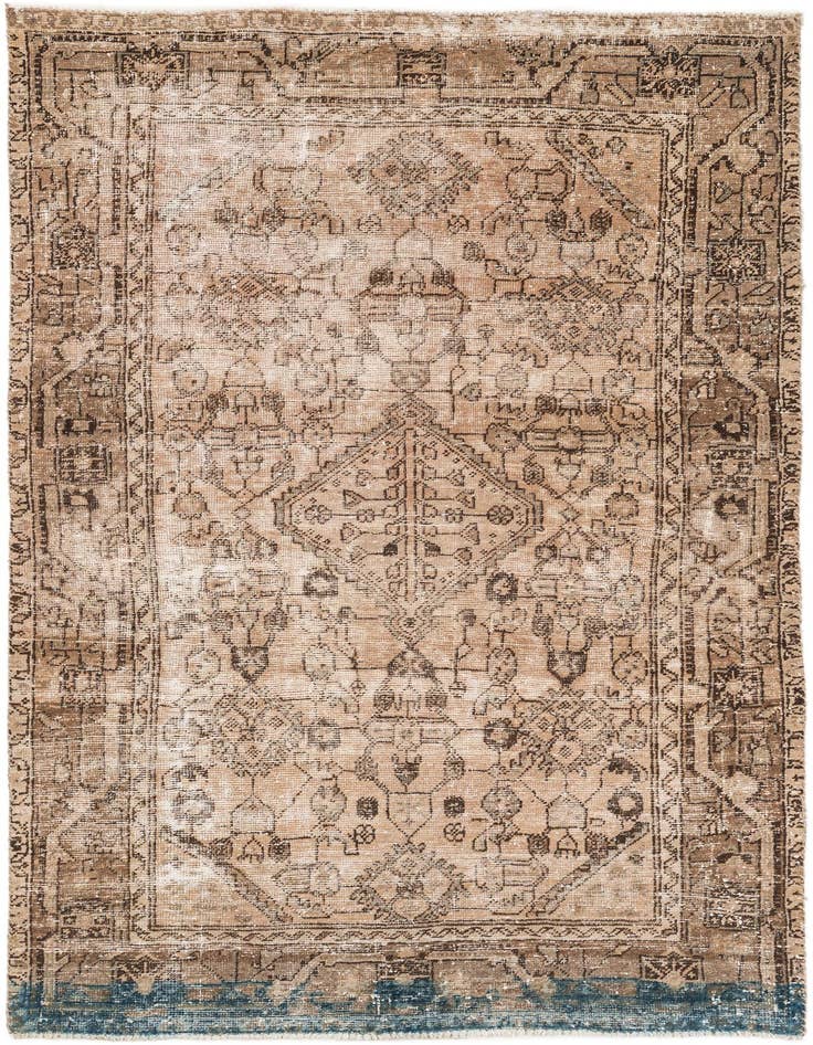 Detail image of 4' 3 x 7' Hand Knotted Ultra Vintage Persian Wool Rug