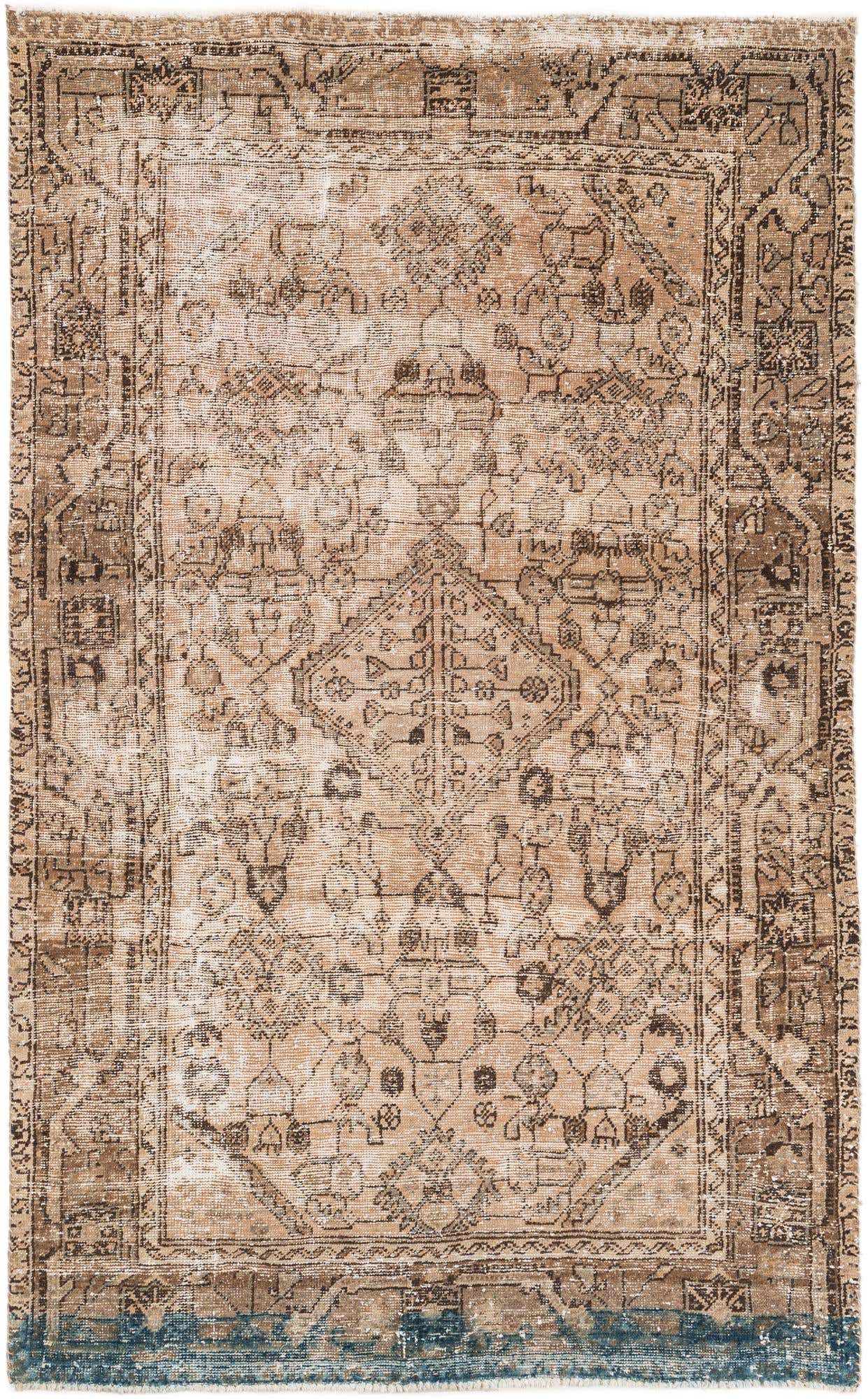4' 3 x 7' Hand Knotted Ultra Vintage Persian Wool Rug