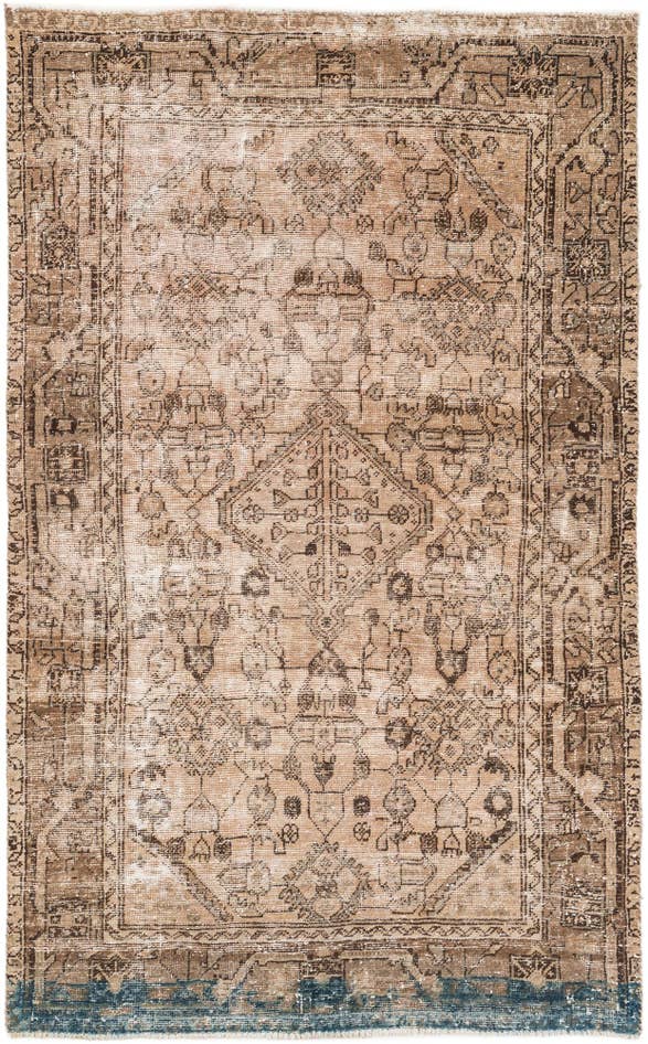 Detail image of 4' 3 x 7' Hand Knotted Ultra Vintage Persian Wool Rug