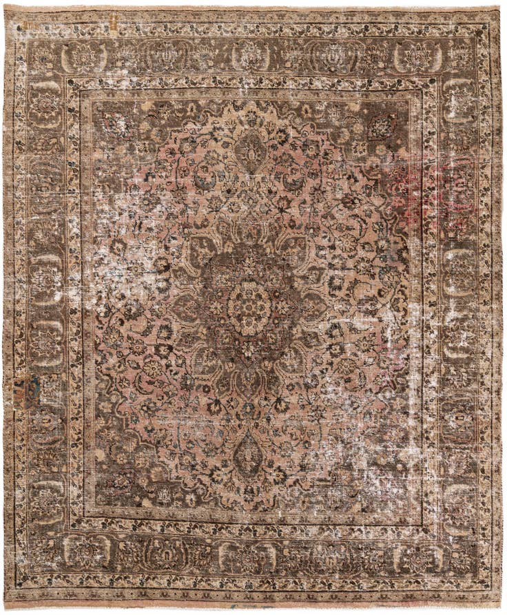 Detail image of 8' 1 x 9' 8 Hand Knotted Ultra Vintage Persian Wool Rug