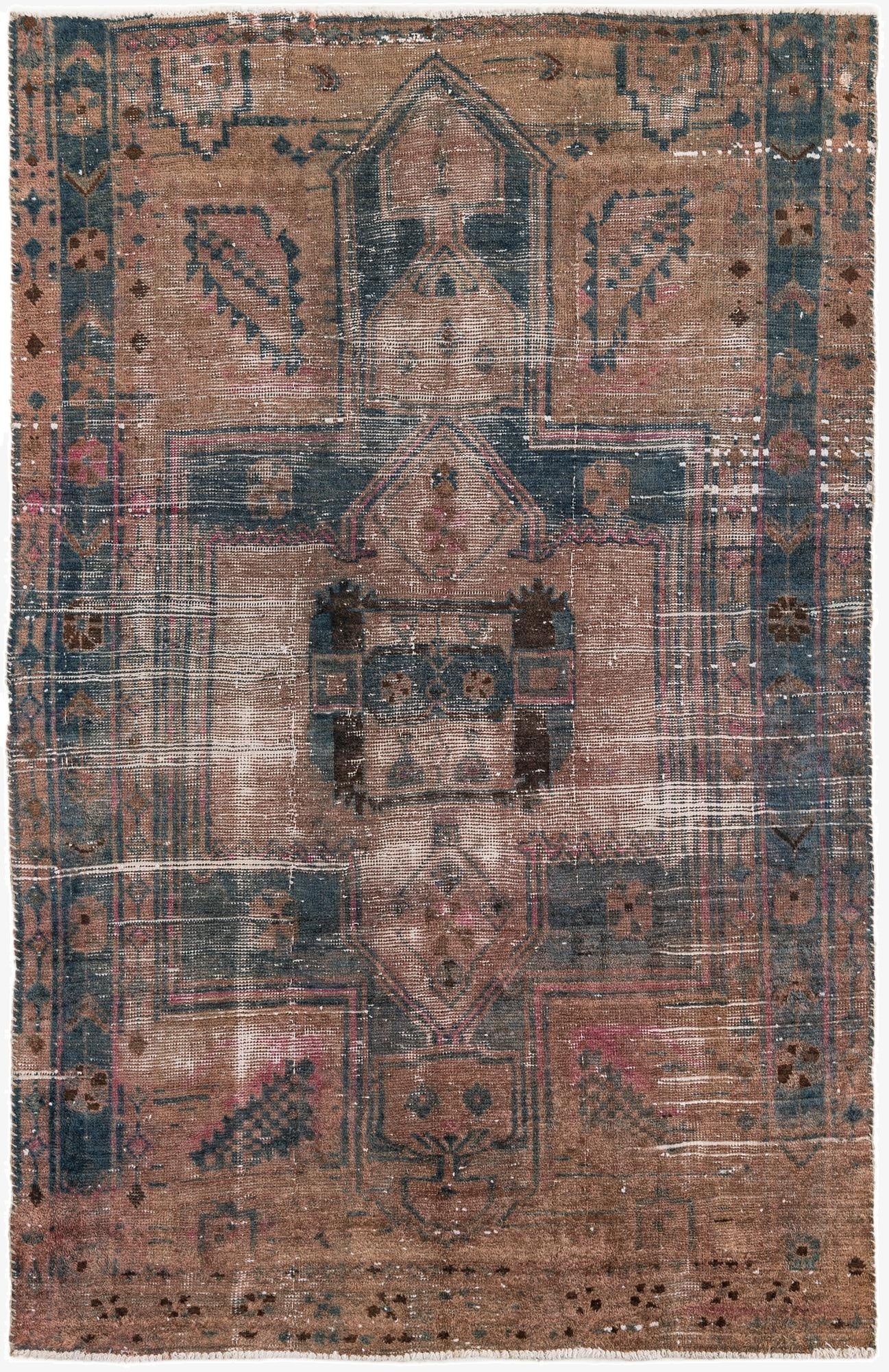 5' x 7' 4  Hand Knotted Ultra Vintage Persian Wool Rug