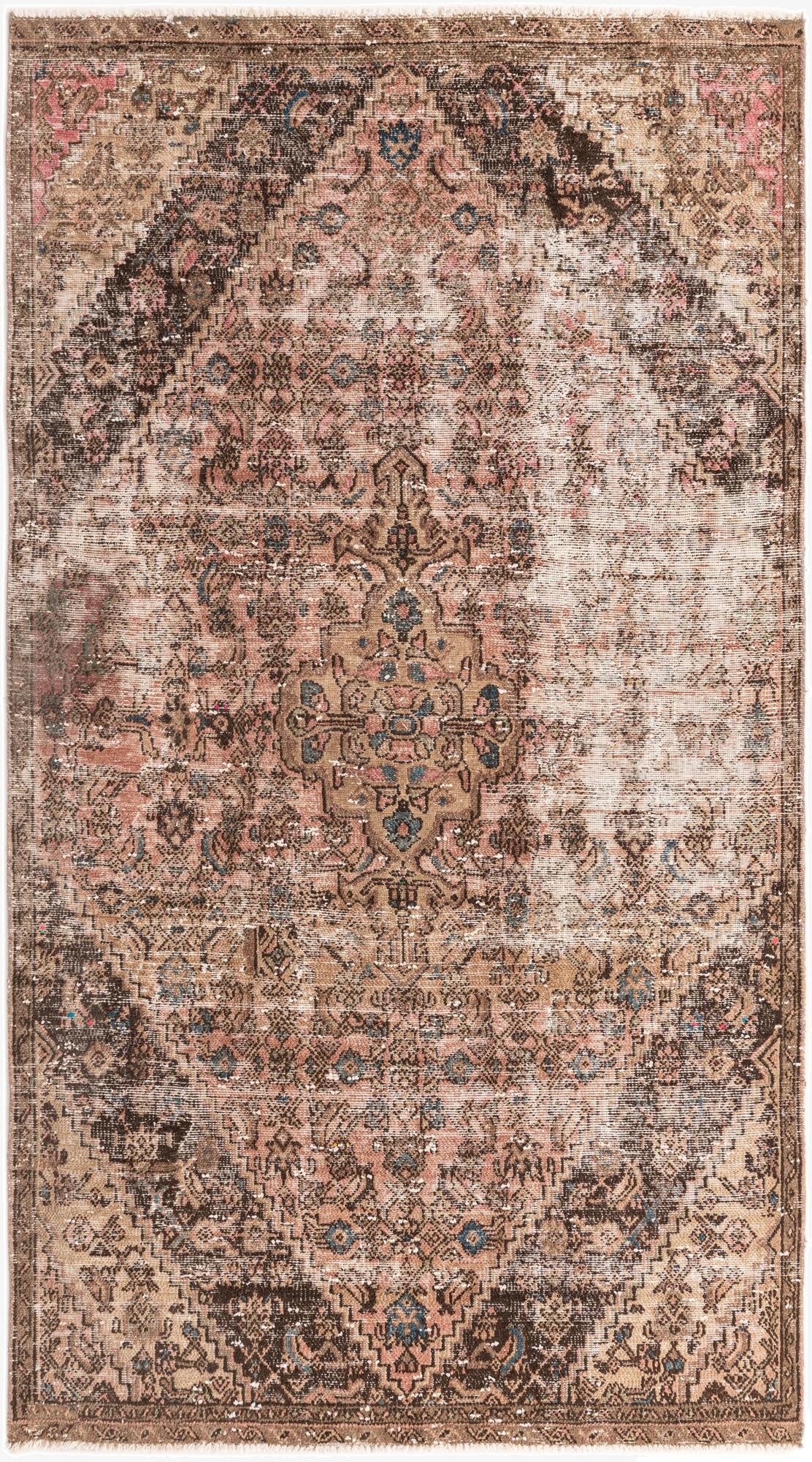 5' 1 x 9' 3  Hand Knotted Ultra Vintage Persian Wool Rug